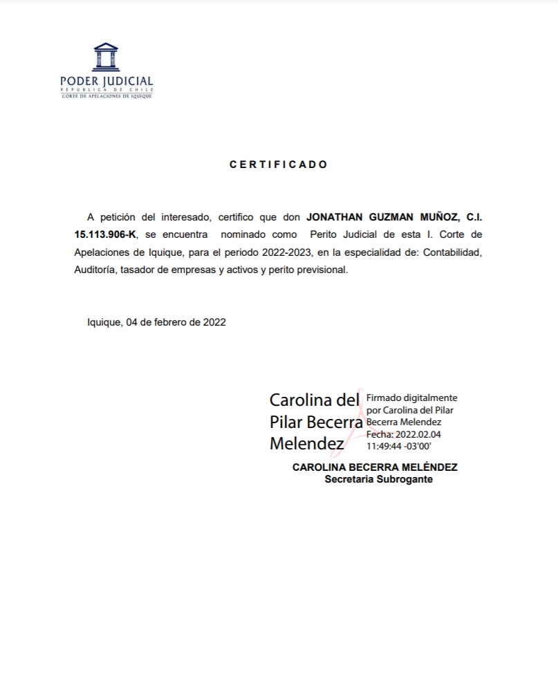 Certif perito Iquique