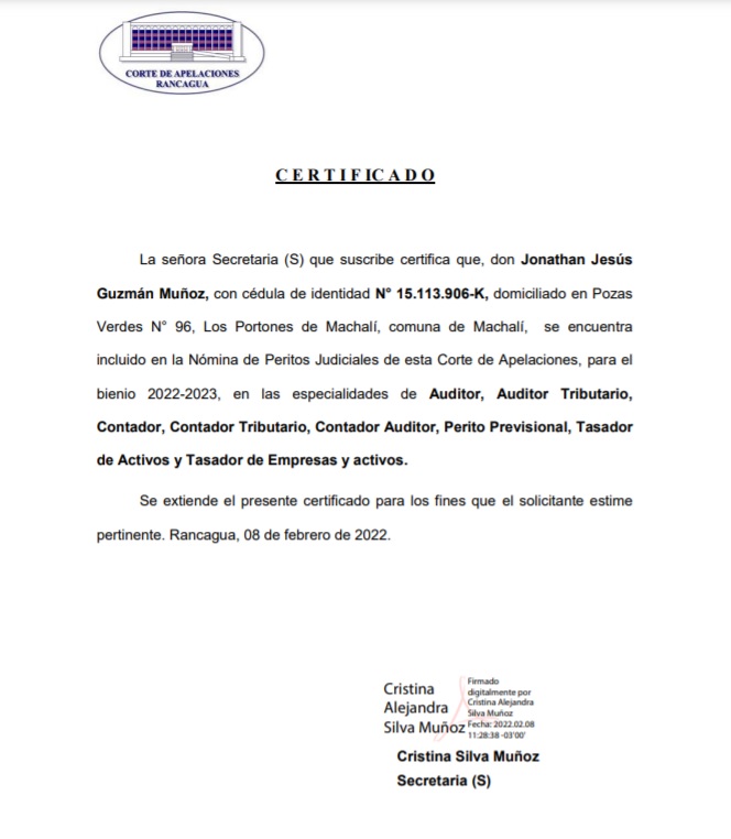 Certif perito Rancagua