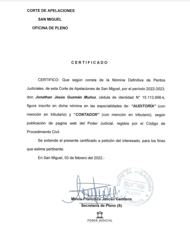 Certif perito San Miguel